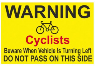 FORS Warning Cyclist Do Not Pass Sticker