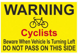 FORS Warning Cyclist Do Not Pass Sticker